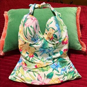 Tommy Bahama Tropical Orchid Garden Floral Swim Tankini Top size XS NWT